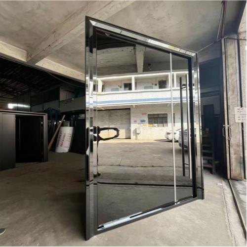 Niche Designer Mirror Reflective Custom Size Metal Entry Door