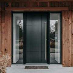 Modern Luxury Minimalist Aluminum Entry Door with Sidelights, Custom Size for Light & Airy Entries
