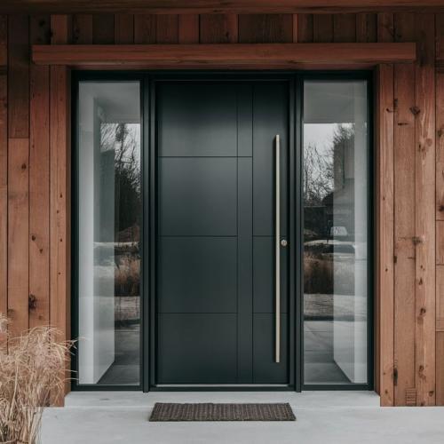 Modern Luxury Minimalist Aluminum Entry Door with Sidelights, Custom Size for Light & Airy Entries