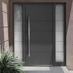 Modern Luxury Minimalist Aluminum Entry Door with Sidelights, Custom Size for Light & Airy Entries