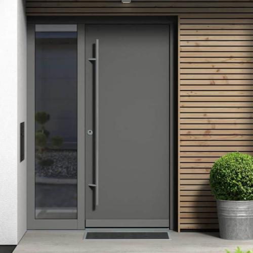 Premium Grey Matte Soft-Touch Cast Aluminum Entrance Door for Villas & Apartments