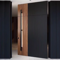 Custom Size Modern Metal Entry Door, Spliced Design High-End Pivot Door for Villa & Apartment