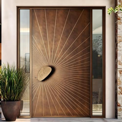 Vintage-Inspired Custom Size Metal Entry Door with Niche Design