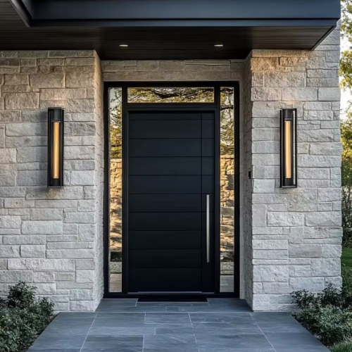 Modern Minimalist Metal Entry Door, Customizable in Color & Size for Apartments & Villas