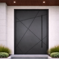 Modern Minimalist Metal Entry Door, Customizable in Color & Size for Apartments & Villas