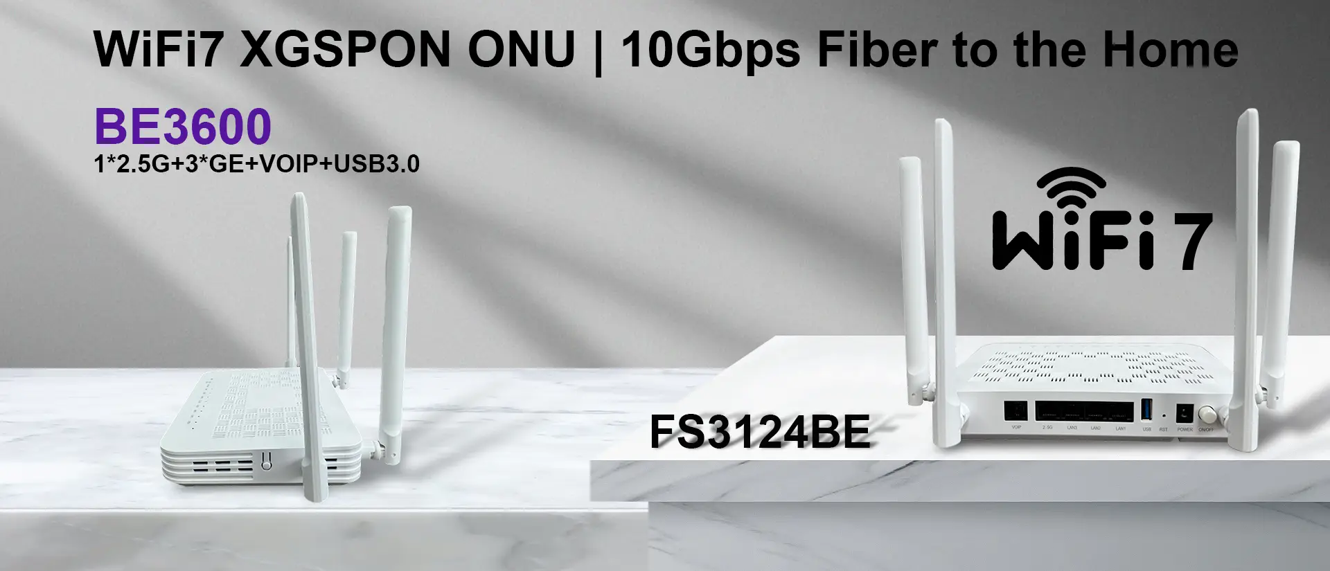 Focuscom New Arrival WiFi-7 BE3600 XGSPON ONU, 10G networking for FTTH applications! WIFI7 10G Router all in one!