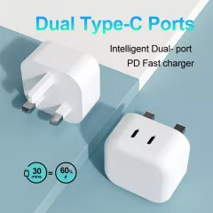 2022 New technology OEM ODM Fast Charger PD 40w 65W USB C iPhone Chargers Dual Type C Port For 20w iPhone Charger Fast Charging Wholesale Price