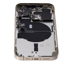 Back Housing W/ Small Pre-Installed Compatible For iPhone 14 Pro (U.S Version) (Used OEM Pull: Grade A) (Gold)
