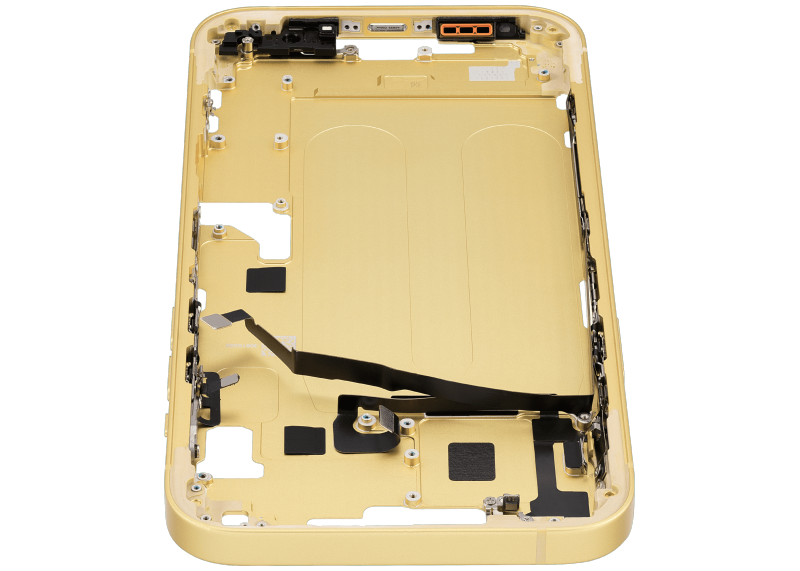 Mid-Frame Housing With Power And Volume Button Compatible For iPhone 14 Plus (US Version) (Used OEM Pull: Grade A) (Yellow)