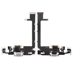 Charging Port Flex Cable With Board Compatible For iPhone 11 Pro Max (Premium) (Silver)