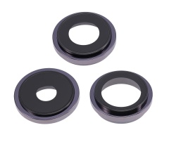 Back Camera Lens With Bracket & Bezel Compatible For iPhone 14 Pro / 14 Pro Max (Deep Purple) (3 Piece Set) (Premium)