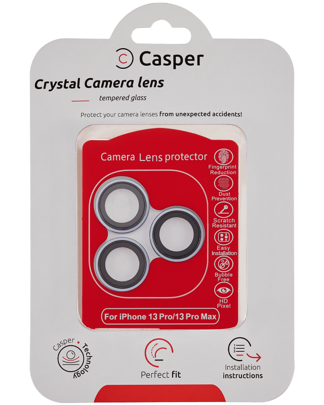 Casper Camera Lens Protector Compatible For iPhone 13 Pro / 13 Pro Max (Blue) (Clear)