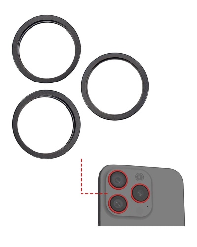Back Camera Bezel Ring Only Compatible For iPhone 15 Pro (Black Titanium) (3 Piece Set)