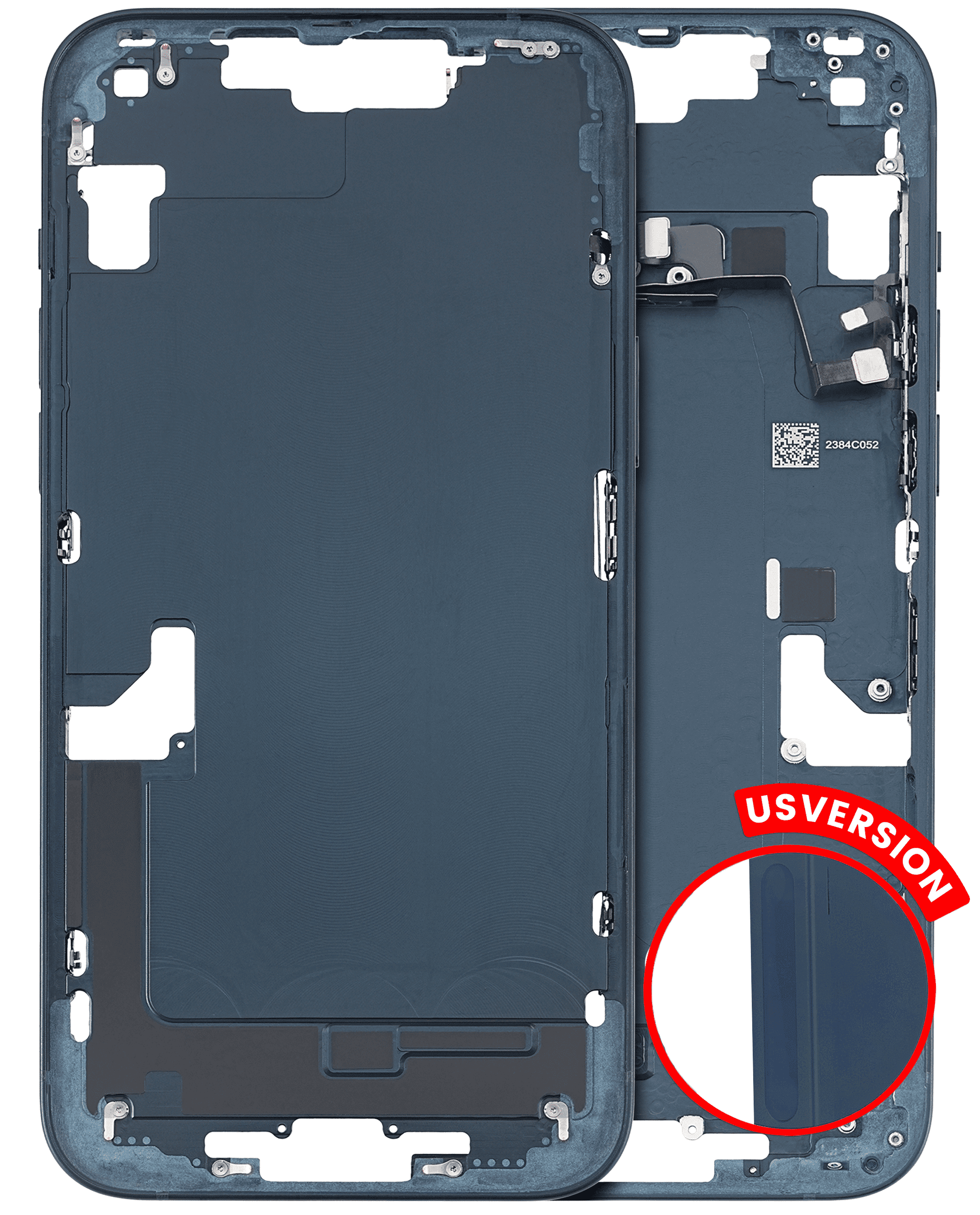 Mid-Frame Housing With Power And Volume Button Compatible For iPhone 14 Plus (US Version) (Used OEM Pull: Grade B) (Midnight)