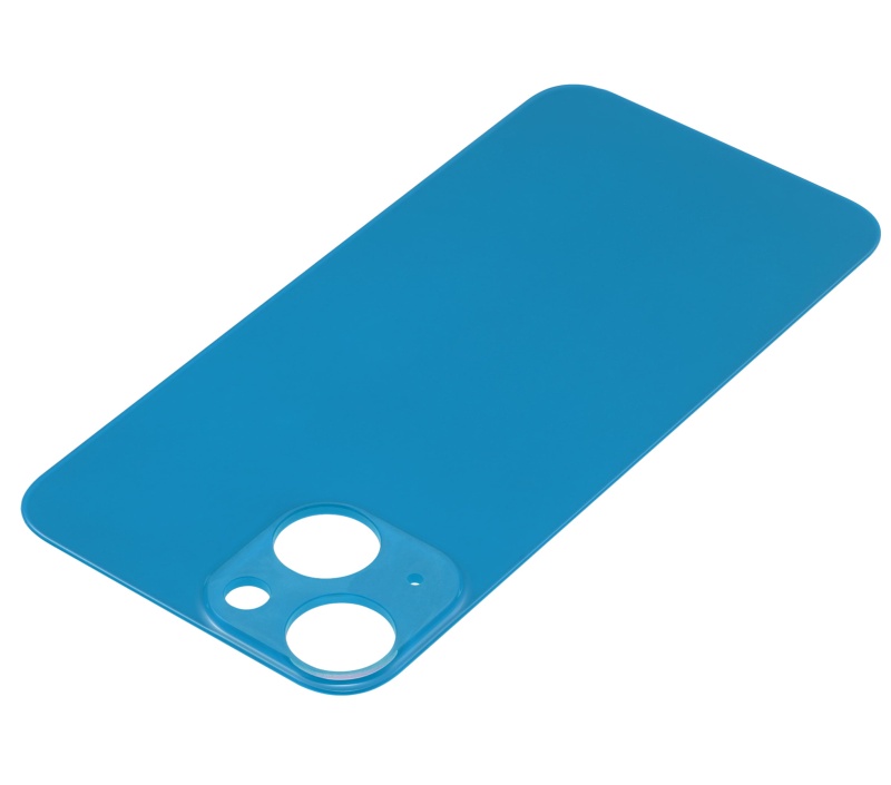 Back Glass With 3M Adhesive Compatible For iPhone 13 Mini (No Logo / Large Camera Hole) (Blue)