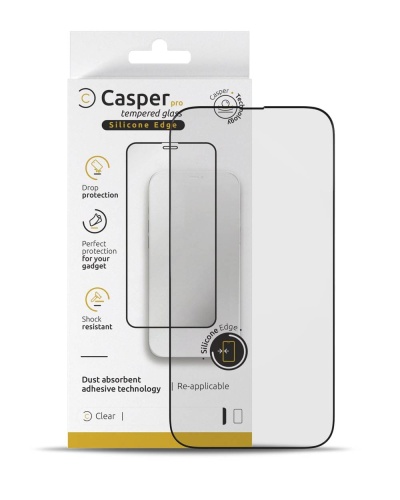 Casper Pro Silicone Tempered Glass Compatible For iPhone 15 Pro Max (Retail Pack) (Clear)