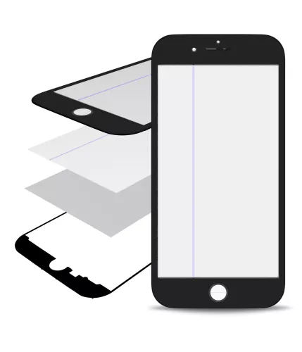 Glass with Frame / OCA / Polarizer Pre-Installed Compatible For iPhone 8 Plus (Black)