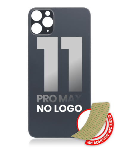 Back Glass With 3M Adhesive Compatible For iPhone 11 Pro Max (No Logo / Large Camera Hole) (Space Gray)