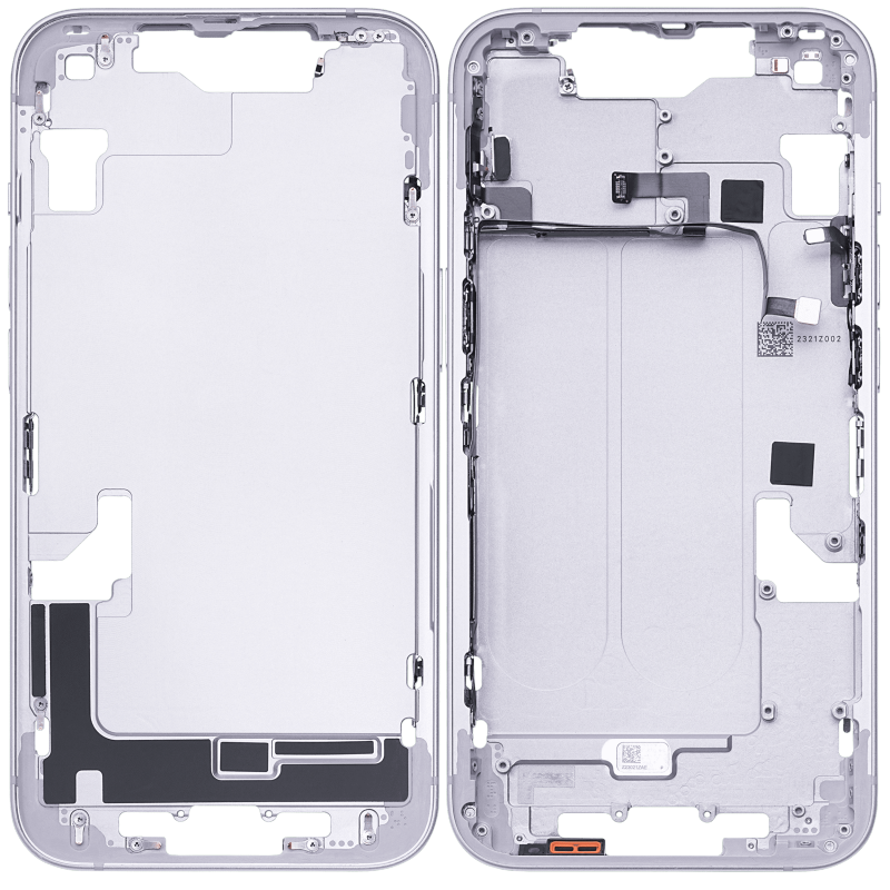Mid-Frame Housing With Power And Volume Button Compatible For iPhone 14 (US Version)  (Used OEM Pull: Grade B) (Purple)