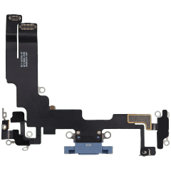 Charging Port Flex Cable Compatible For iPhone 14 (Used OEM Pull) (Blue)