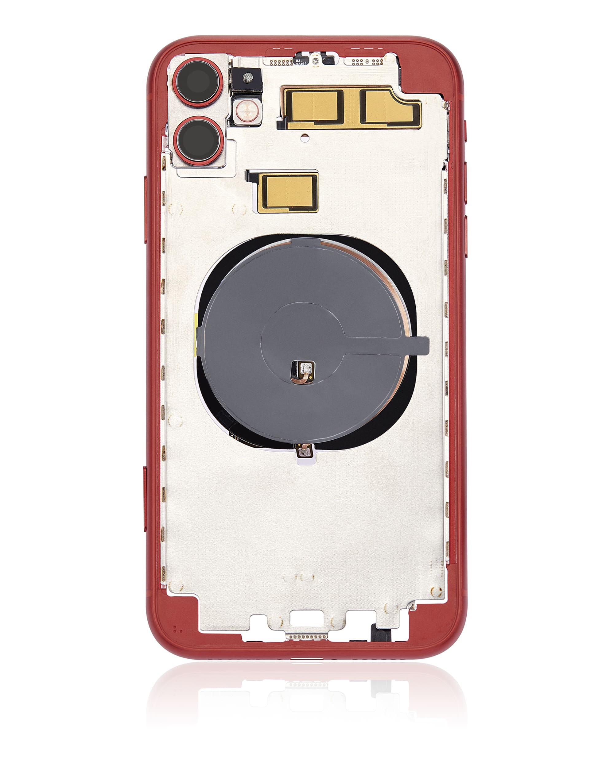 Back Housing W/ Small Components Pre-Installed (Without Back Cover) Compatible For iPhone 11 (Red)