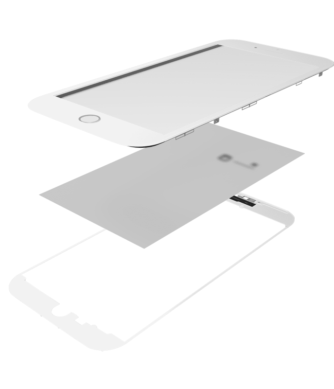3 in 1 (Front Glass + Frame + OCA Pre-Installed) Compatible For iPhone 8 Plus (White) (2 Pack) (OCA Master)