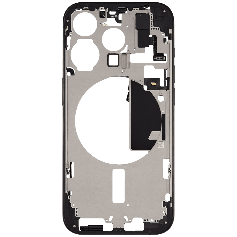 Mid-Frame Housing With Power And Volume Button Compatible For iPhone 15 Pro (US Version) (Used OEM Pull: Grade A) (Black Titanium)