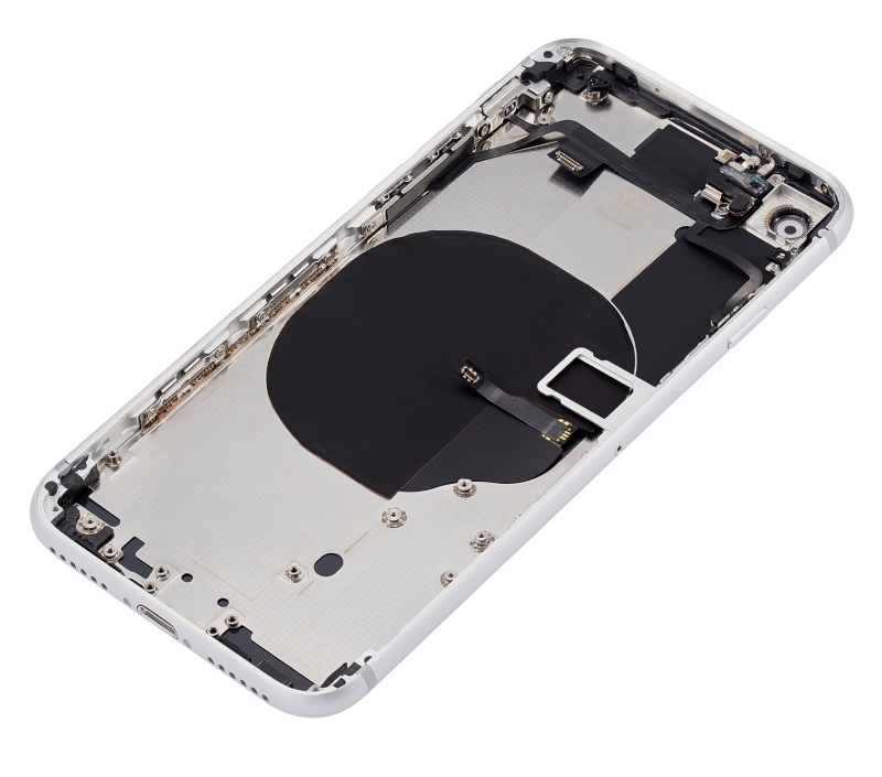 Back Housing W/ Small Components Pre-Installed Compatible For iPhone 8 (No Logo) (Aftermarket Plus) (Silver)