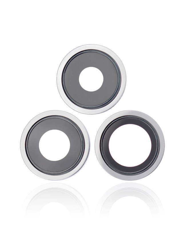 Back Camera Lens With Bracket & Bezel Compatible For iPhone 13 Pro / 13 Pro Max (Silver) (Real Sapphire / Premium)
