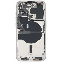 Back Housing W/ Small Pre-Installed Compatible For iPhone 14 Pro (International Version) (Used OEM Pull: Grade A) (Silver)