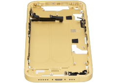 Mid-Frame Housing With Power And Volume Button Compatible For iPhone 14 (International Version) (Used OEM Pull: Grade A) (Yellow)