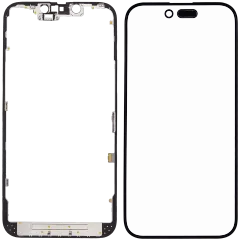 2 in 1 With Frame Included (Front Glass + OCA Pre-Installed) Compatible For iPhone 14 Pro (OCA Master)