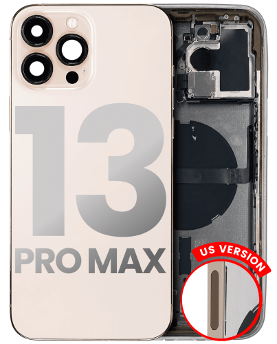Back Housing W/ Small Components Pre-Installed Compatible For iPhone 13 Pro Max (US Version) (Used OEM Pull: Grade C) (Gold)