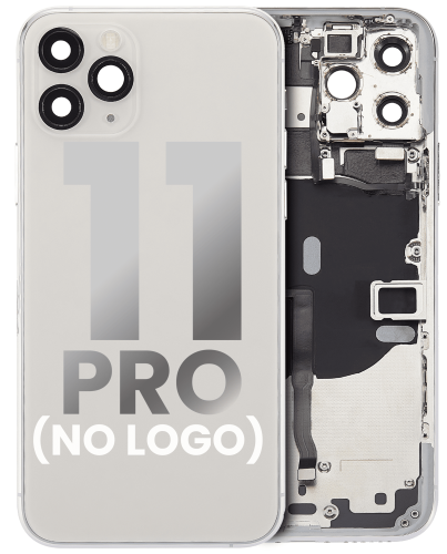 Back Housing W/ Small Components Pre-Installed Compatible For iPhone 11 Pro (No Logo) (Aftermarket Plus) (Silver)