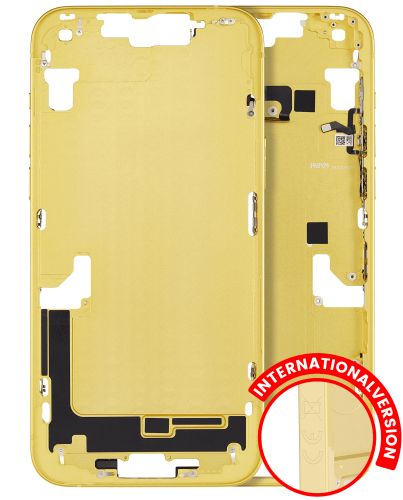 Mid-Frame Housing With Power And Volume Button Compatible For iPhone 14 Plus (International Version) (Aftermarket Plus) (Yellow)
