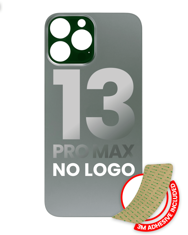 Back Glass With 3M Adhesive Compatible For iPhone 13 Pro Max (No Logo / Large Camera Hole) (Alpine Green)