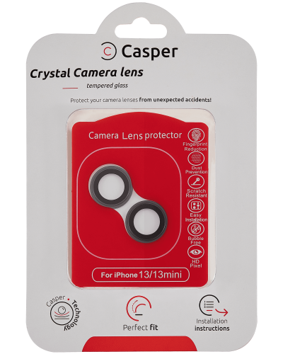 Casper Camera Lens Protector Compatible For iPhone 13 / 13 Mini (Black) (Clear)