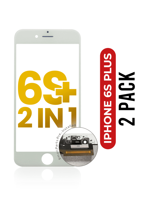 2 in 1 (Front Glass + Frame Pre-Installed) Compatible For iPhone 6S Plus (White) (2 Pack)