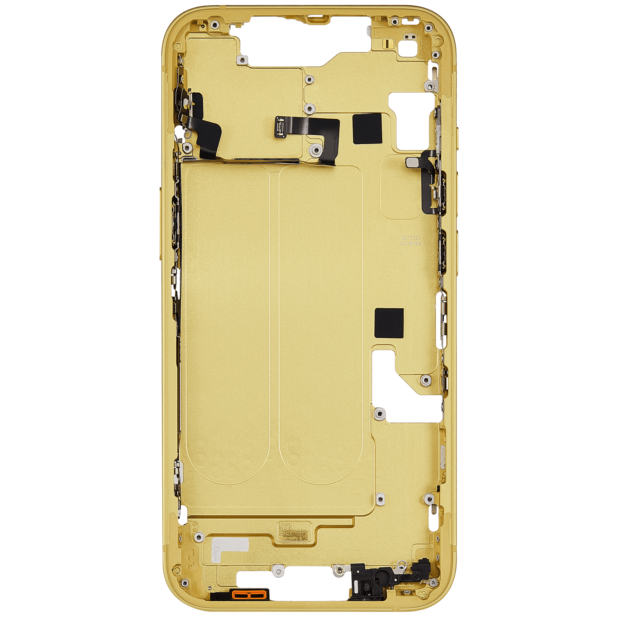 Mid-Frame Housing With Power And Volume Button Compatible For iPhone 14 (International Version) (Used OEM Pull: Grade A) (Yellow)