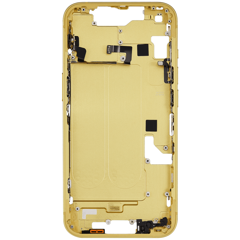 Mid-Frame Housing With Power And Volume Button Compatible For iPhone 14 (International Version) (Used OEM Pull: Grade A) (Yellow)