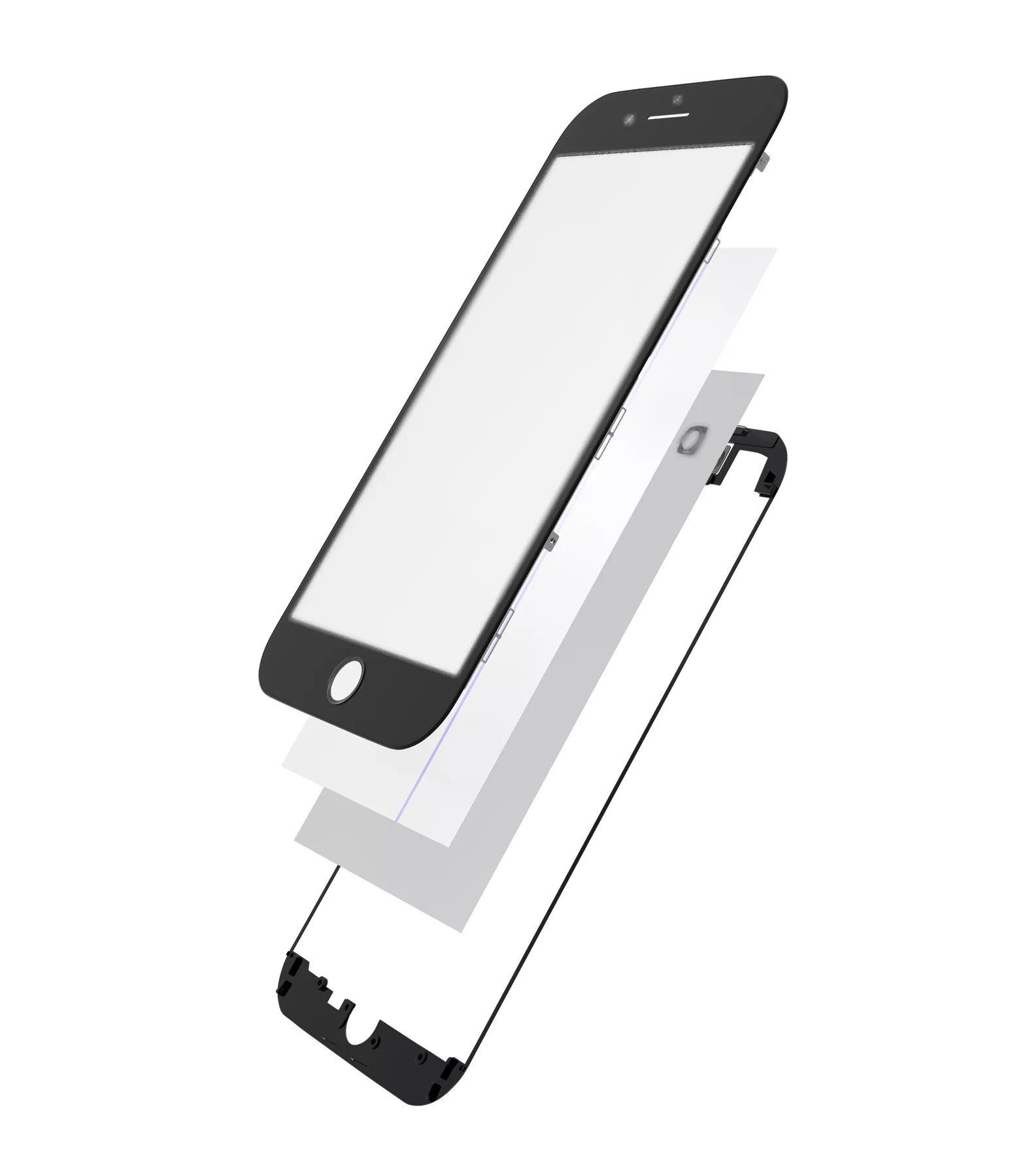 Glass with Frame / OCA / Polarizer Pre-Installed Compatible For iPhone 8 Plus (Black)