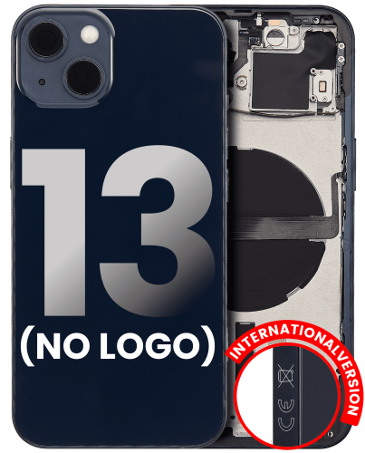 Back Housing W/ Small Components Pre-Installed Compatible For iPhone 13 (No Logo) (Aftermarket Plus) (International Version) (Midnight)