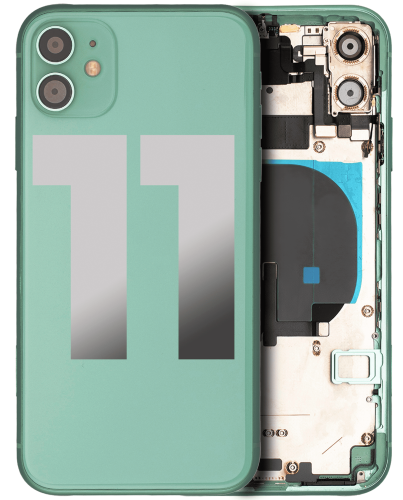 Back Housing W/ Small Components Pre-Installed Compatible For iPhone 11 (Used OEM Pull: Grade A) (Green)