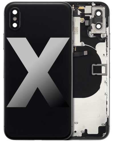 Back Housing W/ Small Components Pre-Installed Compatible For iPhone X (No Logo) (Aftermarket Plus) (Space Gray)