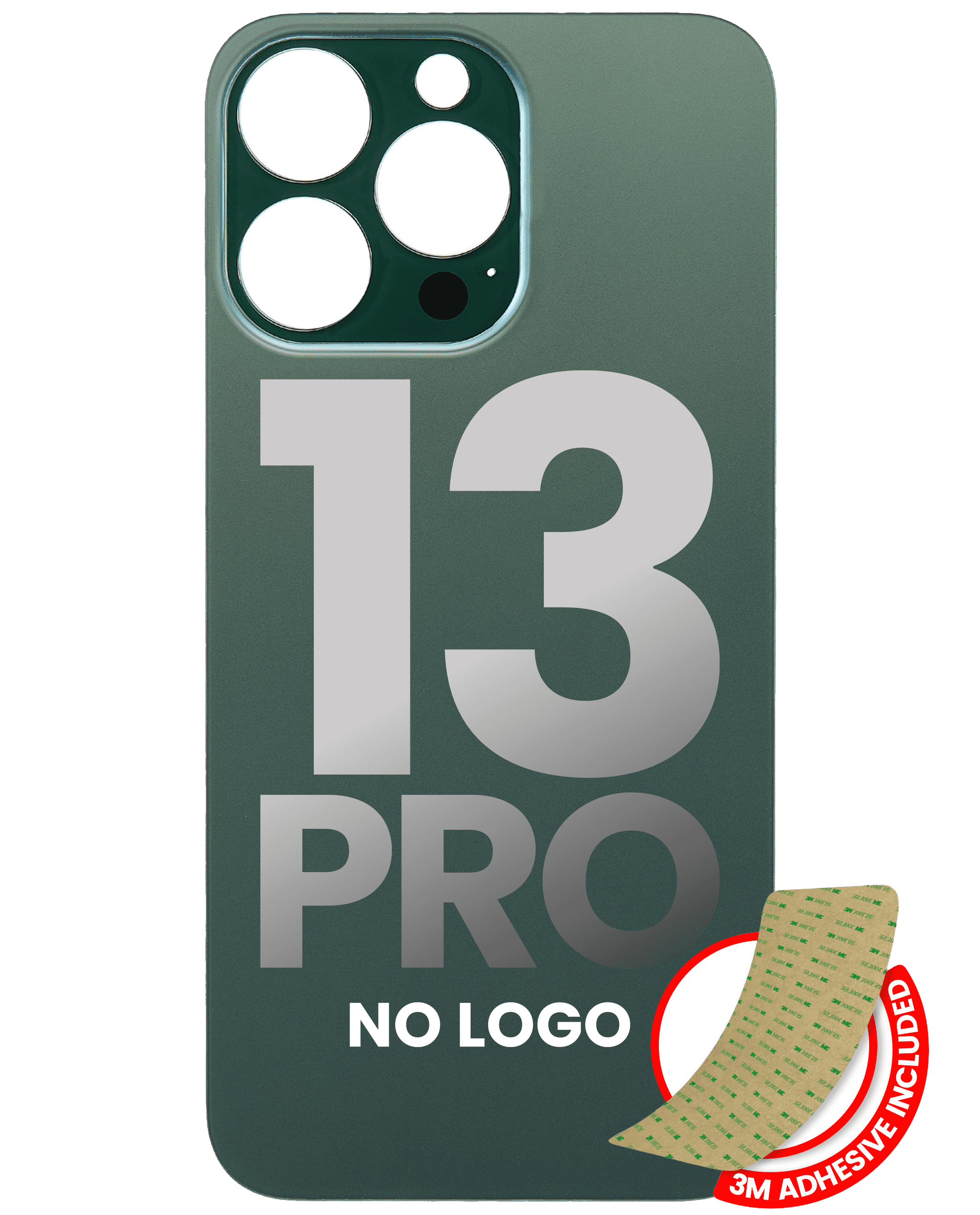 Back Glass With 3M Adhesive Compatible For iPhone 13 Pro (No Logo / Large Camera Hole) (Alpine Green)