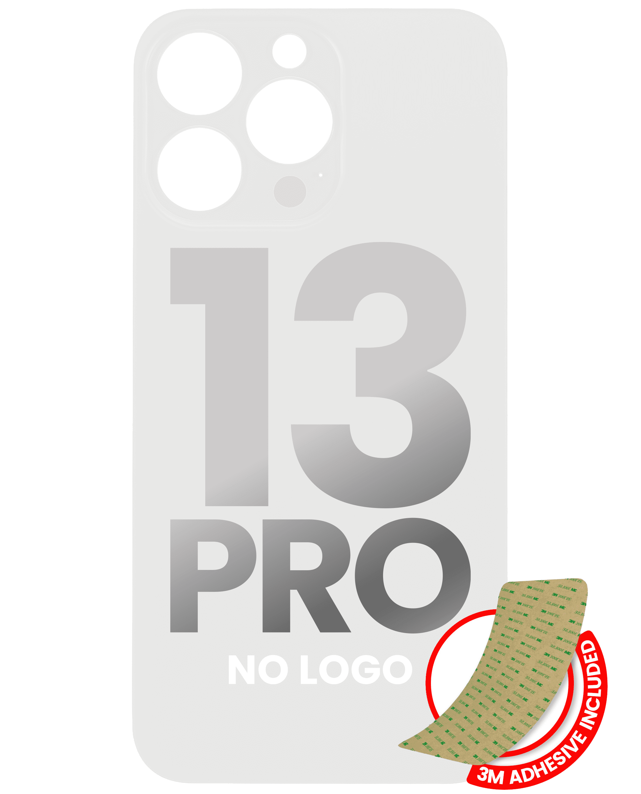 Back Glass With 3M Adhesive Compatible For iPhone 13 Pro (No Logo / Large Camera Hole) (Silver)