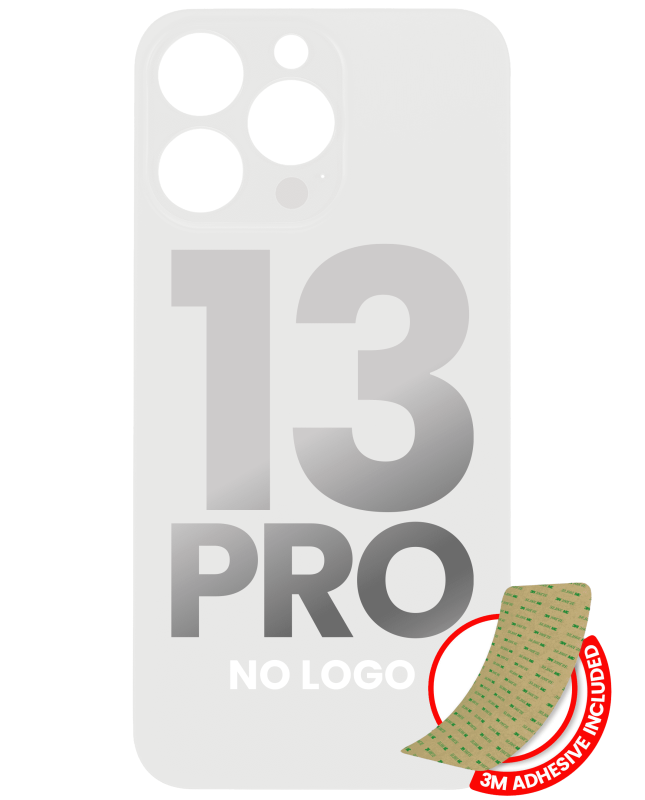 Back Glass With 3M Adhesive Compatible For iPhone 13 Pro (No Logo / Large Camera Hole) (Silver)