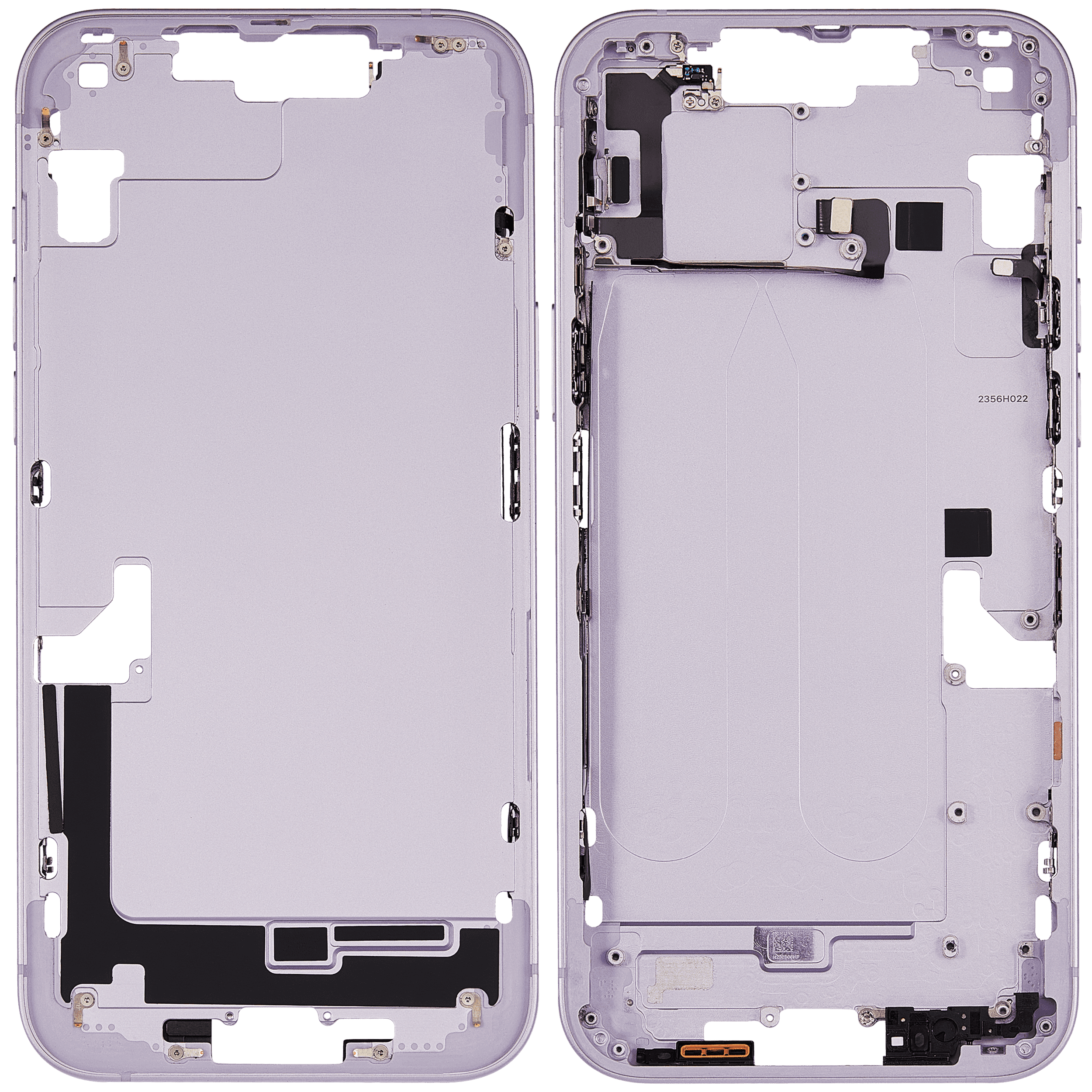 Mid-Frame Housing With Power And Volume Button Compatible For iPhone 14 Plus (International Version) (Used OEM Pull: Grade A) (Purple)