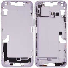 Mid-Frame Housing With Power And Volume Button Compatible For iPhone 14 Plus (International Version) (Used OEM Pull: Grade A) (Purple)