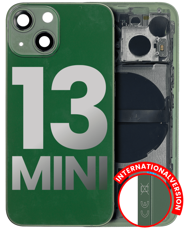Back Housing W/ Small Components Pre-Installed Compatible For iPhone 13 Mini (International Version) (Used OEM Pull: Grade C) (Green)